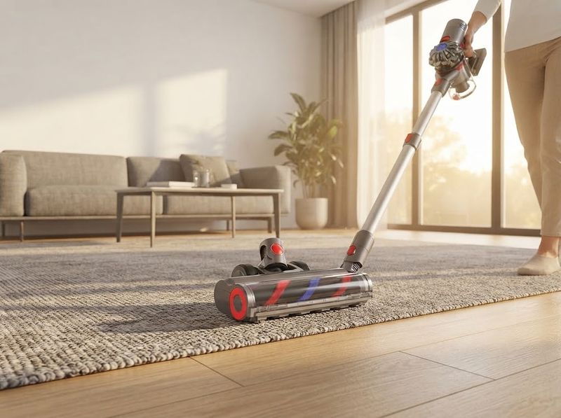 REBANIC electric floor brush clearing pet hair from a rug